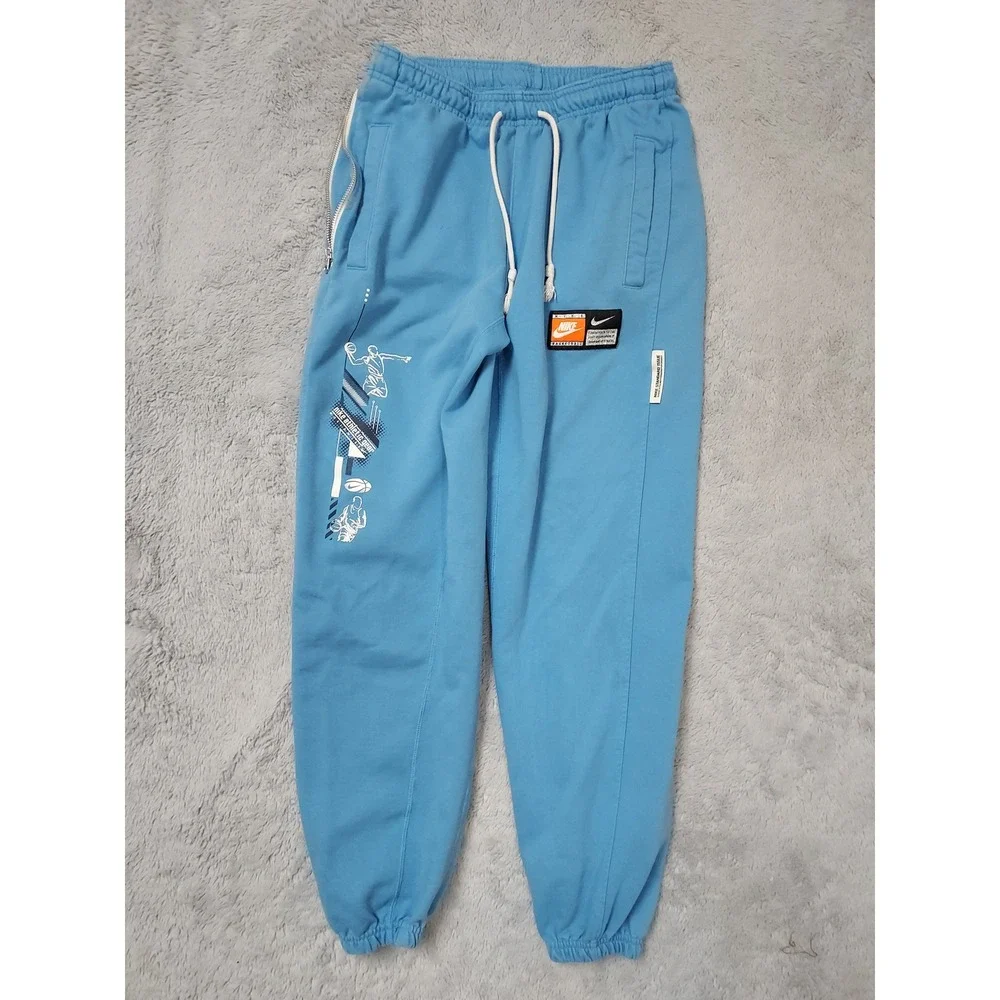 Nike Joggers Men Small Standard Issue Basketball Dri Fit Blue Drawstring Elastic
